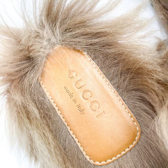 Gucci Princetown Fur Loafer Mules Flat Black Patent Leather Horsebit Sz 36 / 6 - Picture 3 of 7